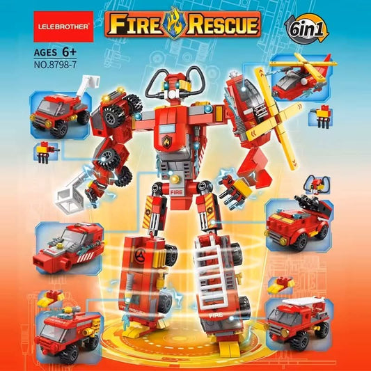 Fire rescue mecha robot (6 in one) - 472 pcs
