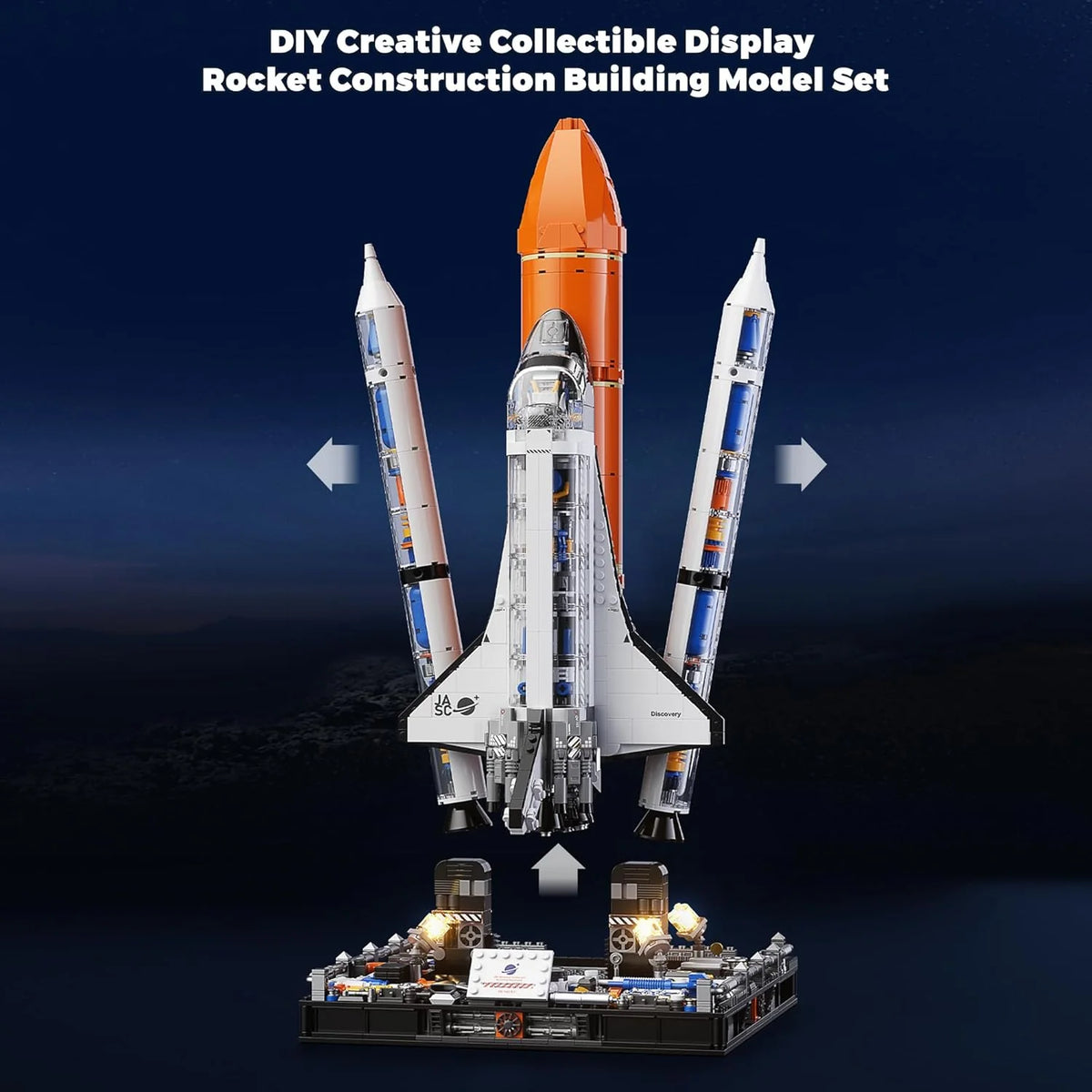 JAKI Super Space Shuttle Model Building Block Set with Launch Pad (2,200 Pieces)