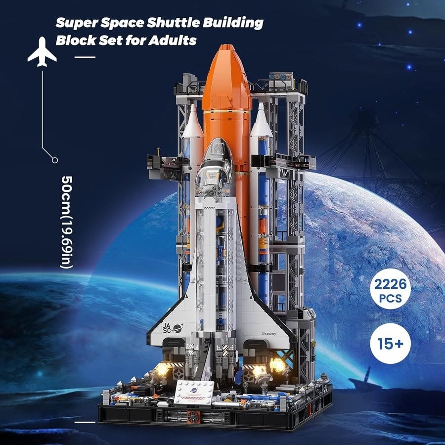 JAKI Super Space Shuttle Model Building Block Set with Launch Pad (2,200 Pieces)