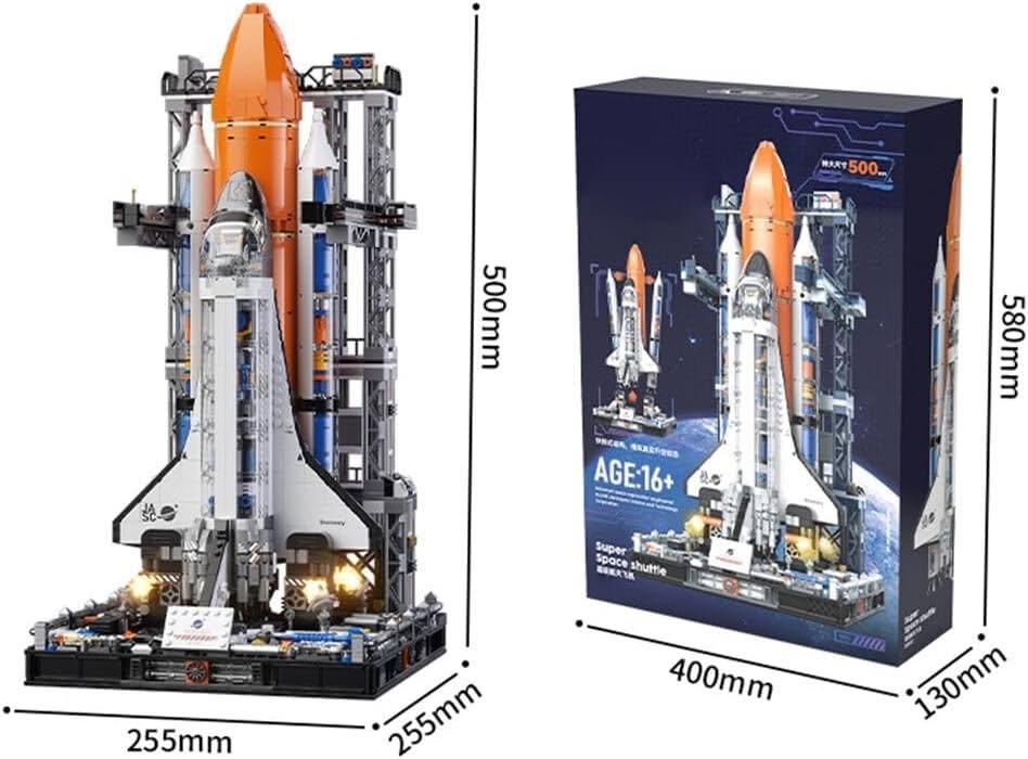 JAKI Super Space Shuttle Model Building Block Set with Launch Pad (2,200 Pieces)