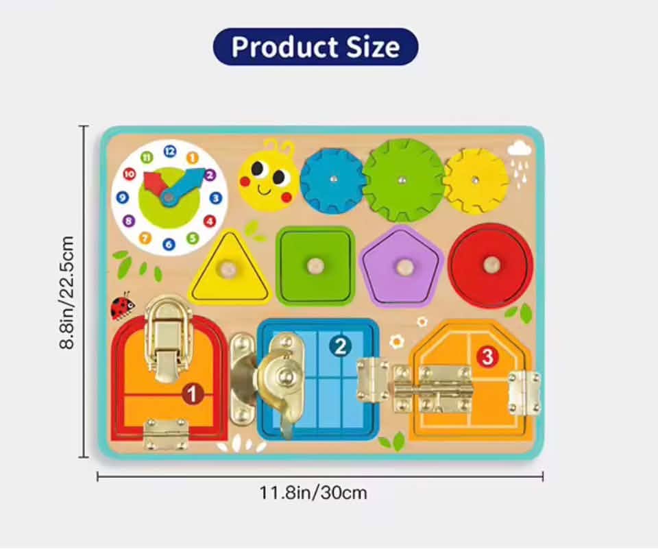 [Pre Order] Montessori Educational Lock & Key Toy Busy Book – Toddler Fine Motor Skills & Sensory Learning Board