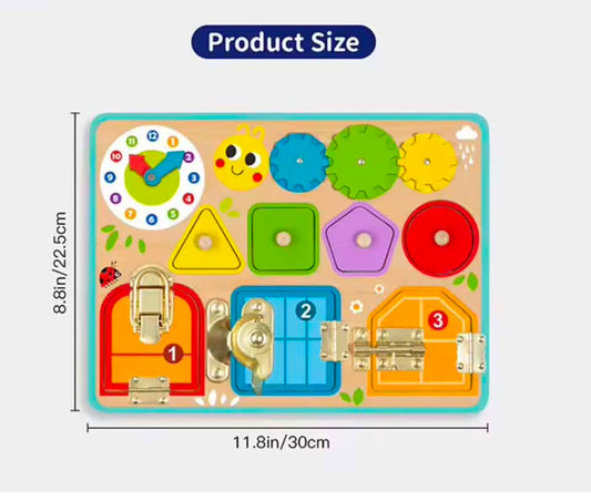 [Pre Order] Montessori Educational Lock & Key Toy Busy Book – Toddler Fine Motor Skills & Sensory Learning Board