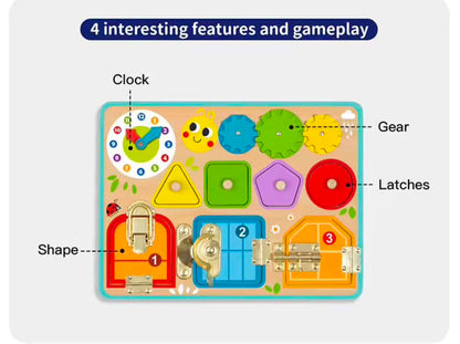 [Pre Order] Montessori Educational Lock & Key Toy Busy Book – Toddler Fine Motor Skills & Sensory Learning Board