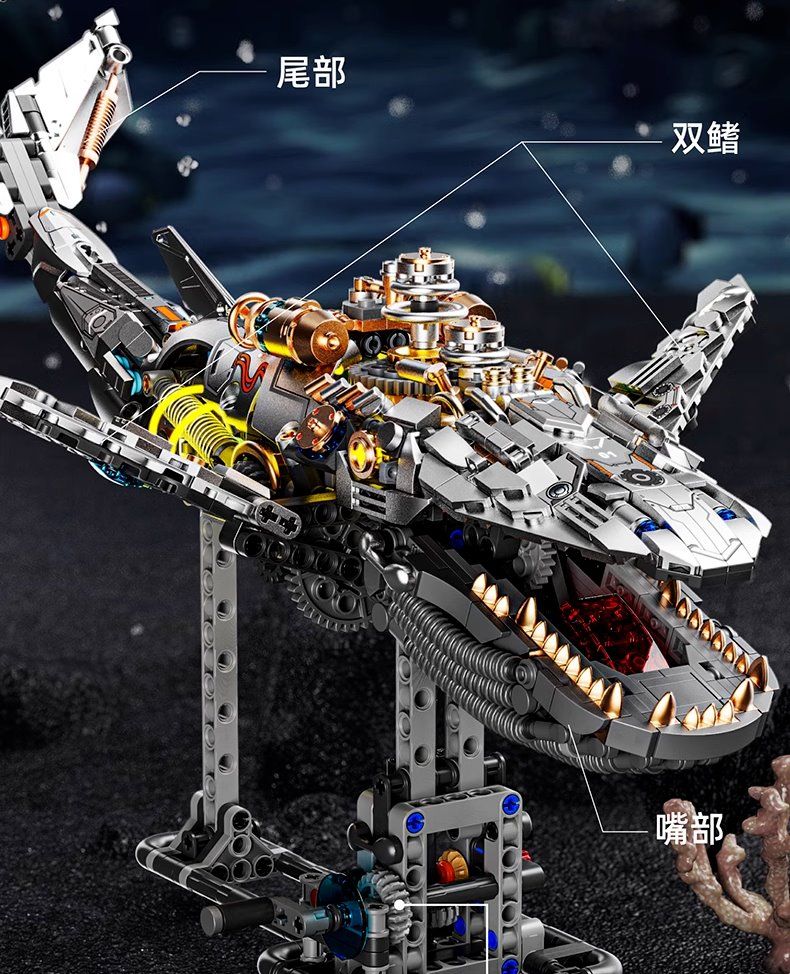 MJI 13059 Mechanical Whale Building Blocks Set (including motor) -  1388 pcs