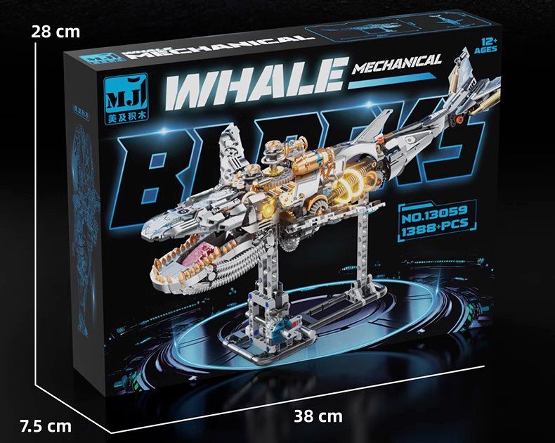 MJI 13059 Mechanical Whale Building Blocks Set (including motor) -  1388 pcs