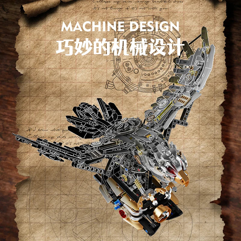 MJI 13059 Mechanical Hawk Building Blocks Set (including motor) -  1168 pcs