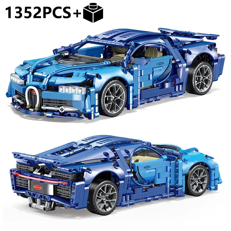 1:14 Scale Bugatti Racing Car Building Block Model with Light and Remote Control Unit - 1352+ pieces