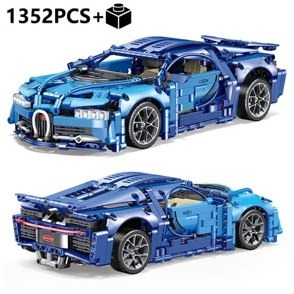 1:14 Scale Bugatti Racing Car Building Block Model with Light and Remote Control Unit - 1352+ pieces