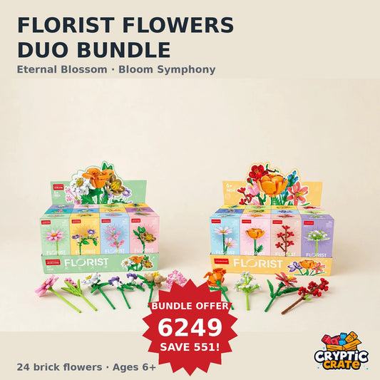 Florist Flowers Duo Bundle — Eternal Blossom and Bloom Symphony sets with built flowers