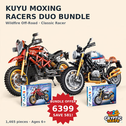 KUYU Moxing Racers Duo Bundle — Wildfire Off-Road and Classic Racer with their boxes