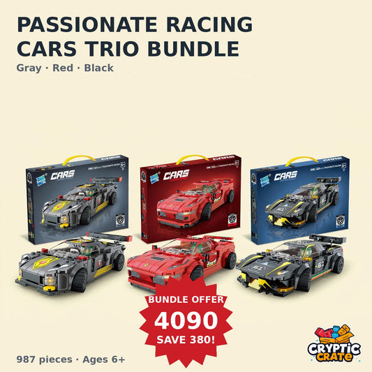 Passionate Racing Cars Trio Bundle — Gray, Red and Black cars with their boxes
