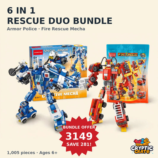 Rescue Duo Bundle — Special Armor Police and Fire Rescue Mecha with their boxes
