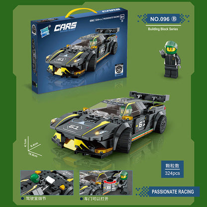 Black Passionate Racing Car building set — 324 pcs