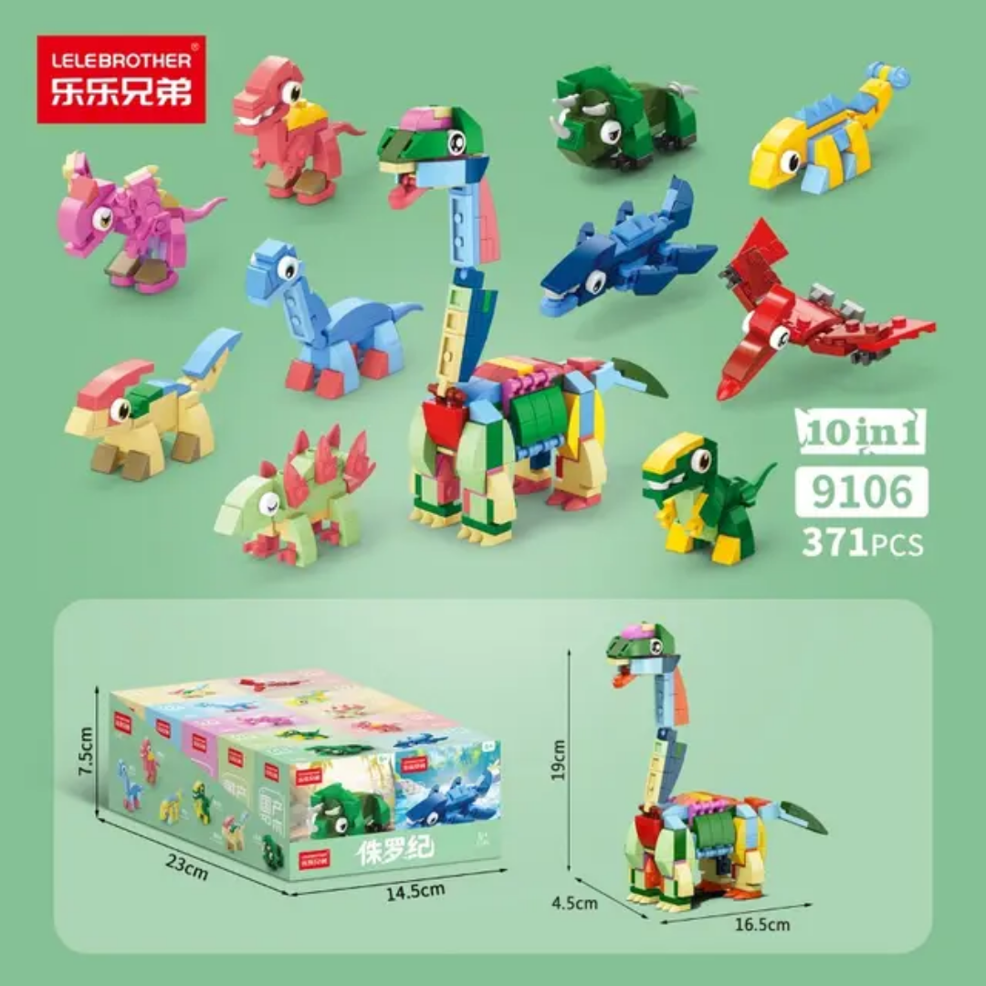 Dinosaurs 10 in One building set — models and box