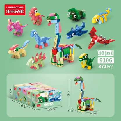 Dinosaurs 10 in One building set — models and box