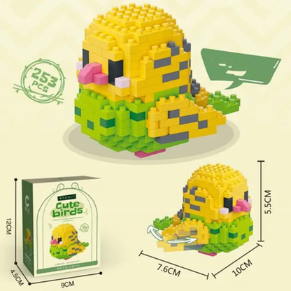 Golden Finch DIY Cute Birds building set — 253 pcs, size and box
