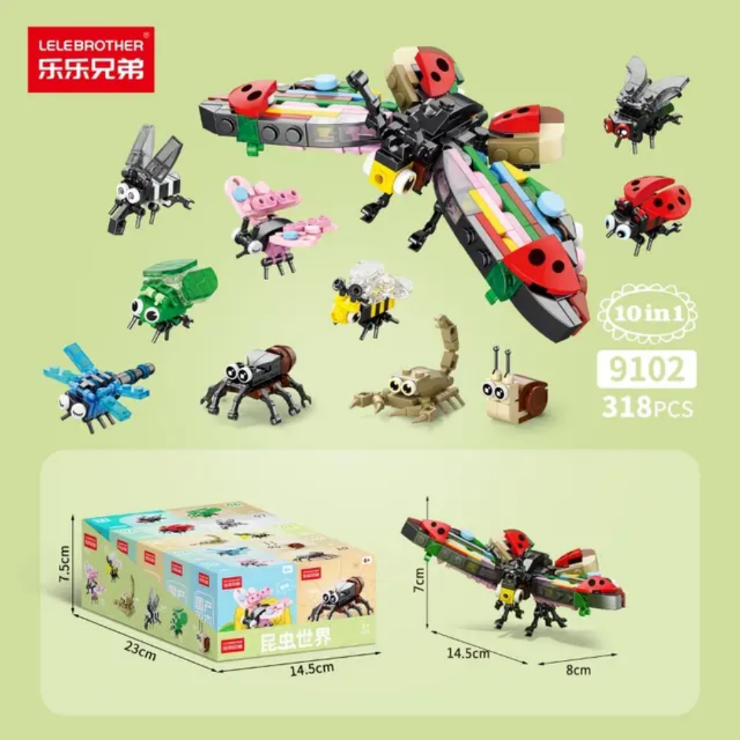 Insect World 10 in One building set — models and box