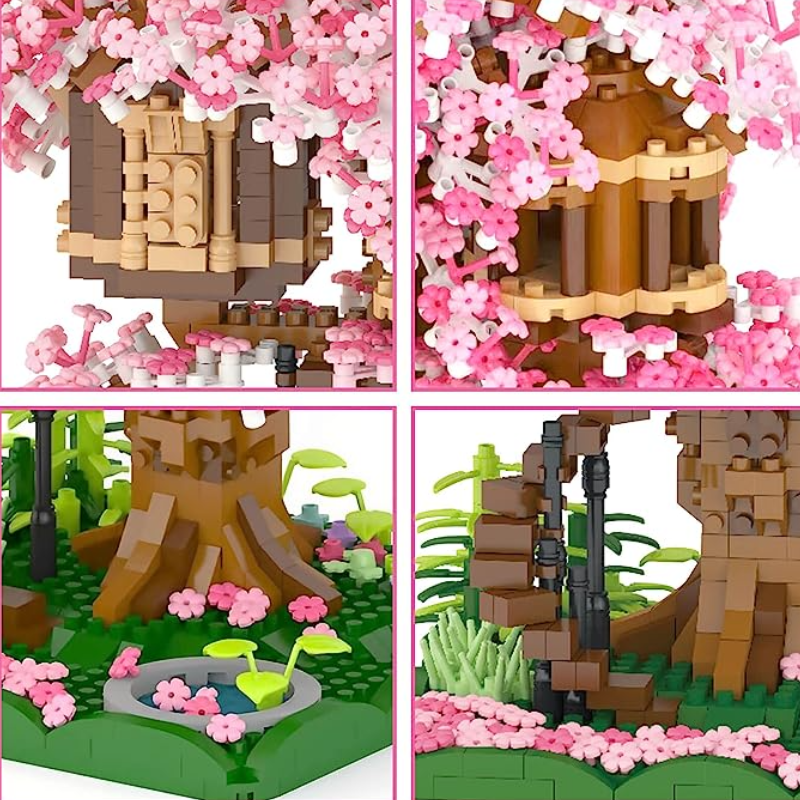 Cherry blossom tree house building blocks set - 2028pcs
