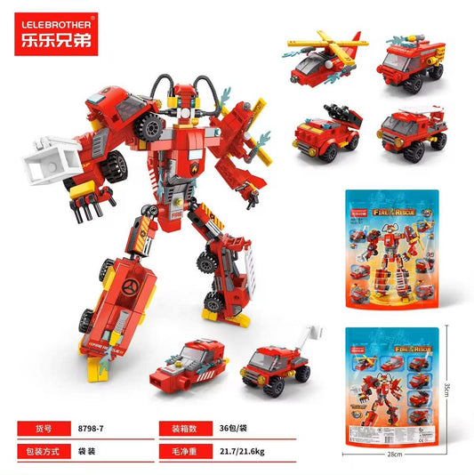 Fire rescue mecha robot (6 in one) - 472 pcs