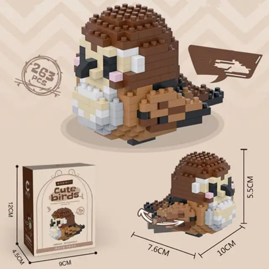 Chestnut Owl DIY Cute Birds Building Blocks - 263 pcs