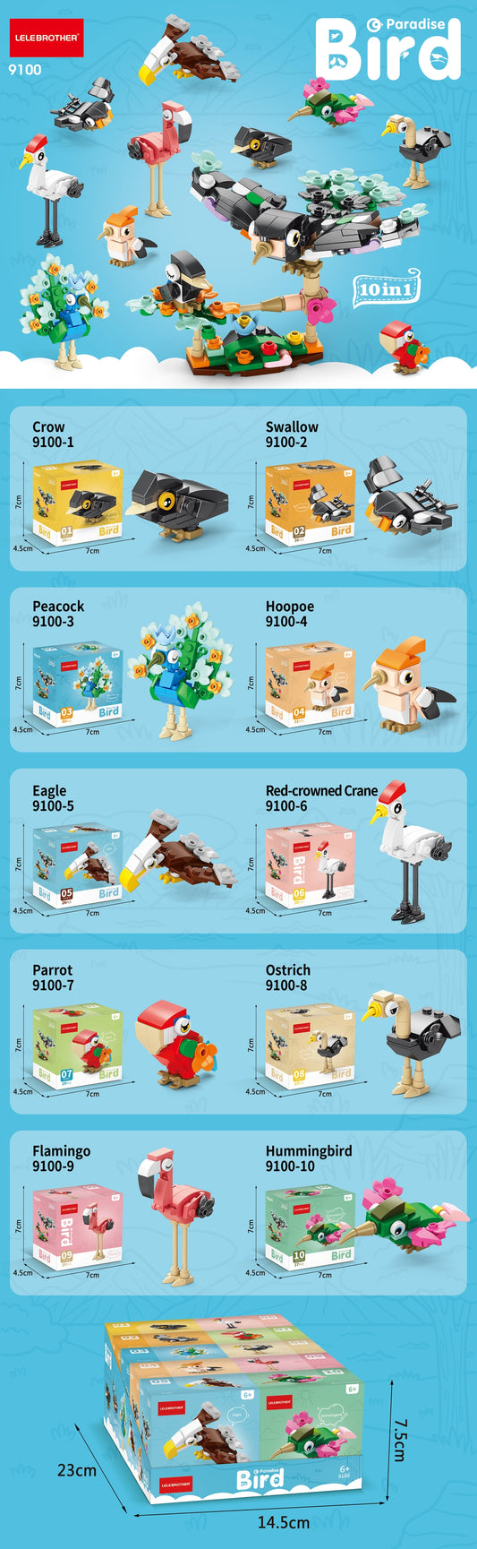 Birds paradise 10 in One building blocks set - 309 pieces