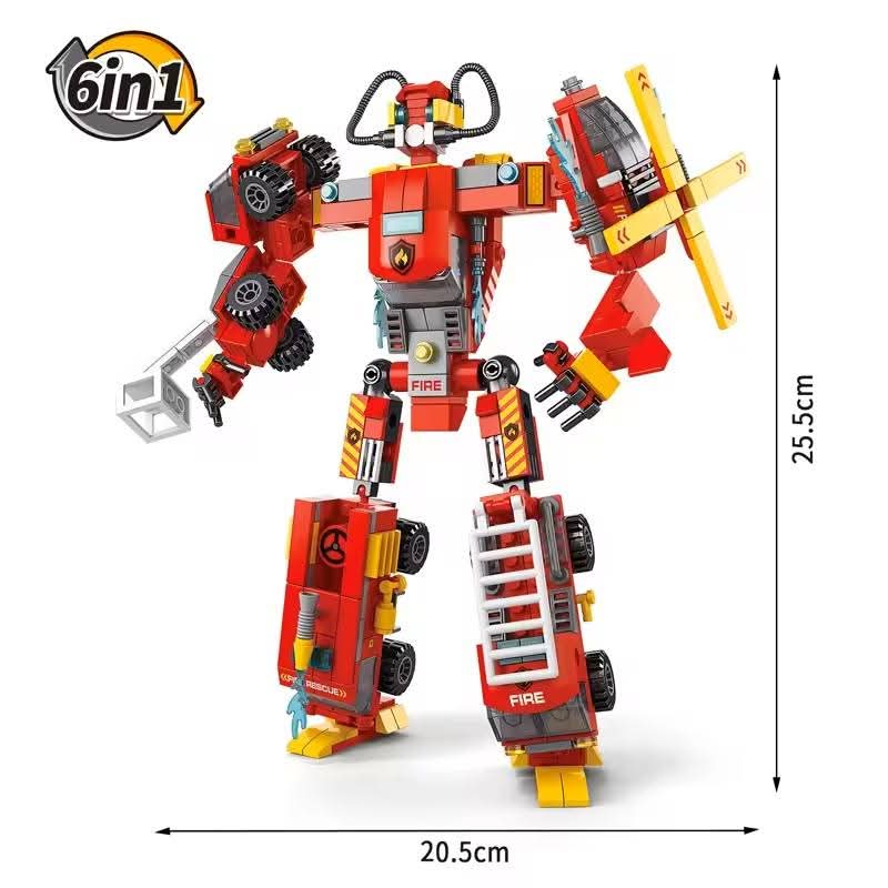 Fire rescue mecha robot (6 in one) - 472 pcs