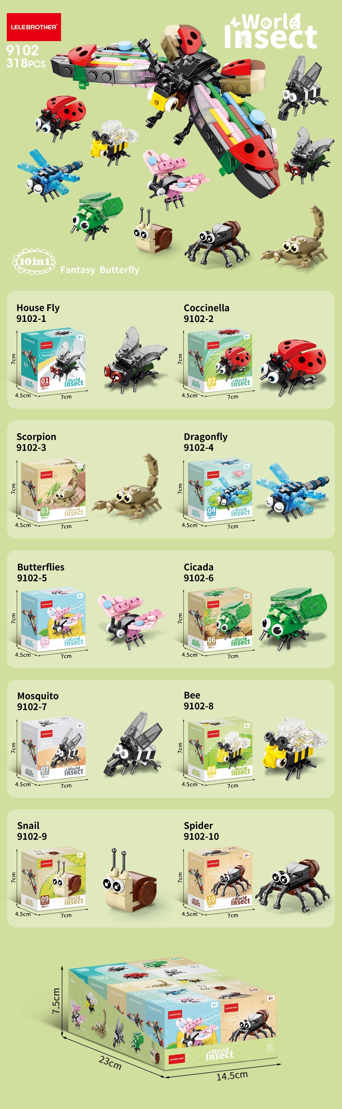 Insect World 10 in One building blocks set - 318 pieces