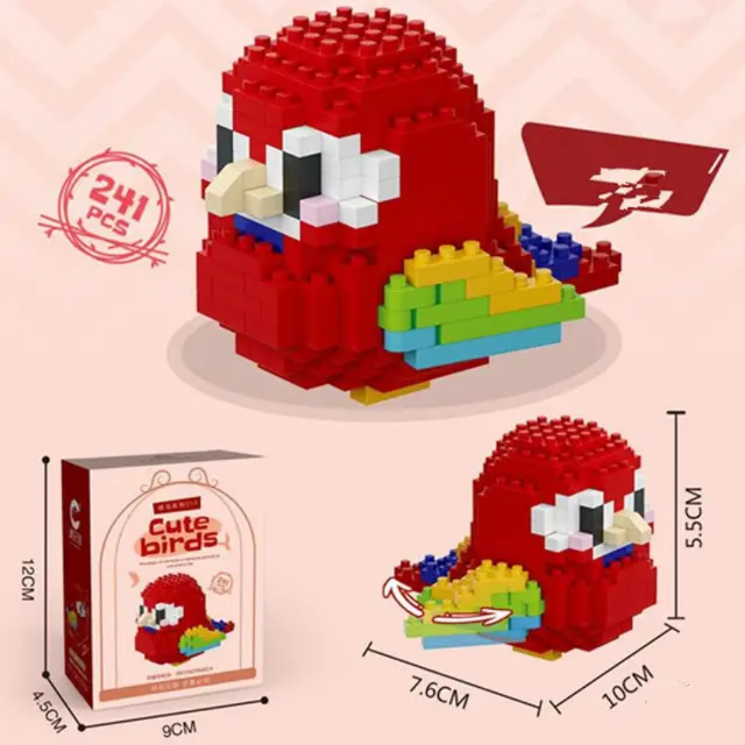 Cute Birds Trio Bundle – Parakeet, Macaw & Owl (740 pcs)