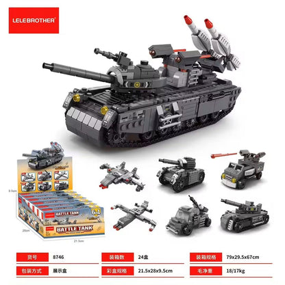 Battle tank building blocks set (6 in 1) - 648 pcs