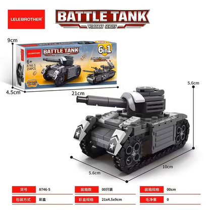 Battle tank building blocks set (6 in 1) - 648 pcs