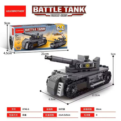 Battle tank building blocks set (6 in 1) - 648 pcs