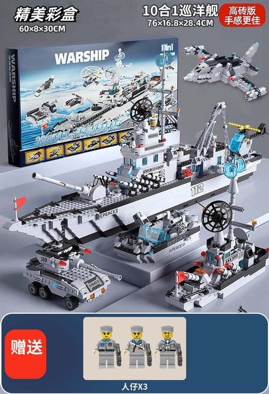 10-in-1 Warship Cruiser building blocks set - 1560 PCS