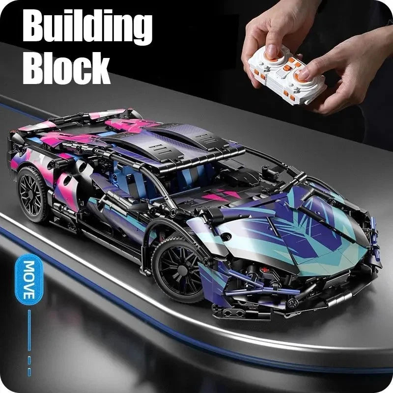 Cyberpunk Lamborghini Building blocks set with Remote & Lighting unit - 1280 pcs