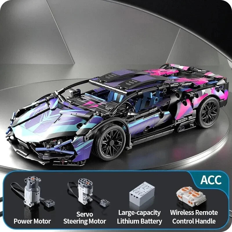Cyberpunk Lamborghini Building blocks set with Remote & Lighting unit - 1280 pcs