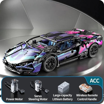 Cyberpunk Lamborghini Building blocks set with Remote & Lighting unit - 1280 pcs
