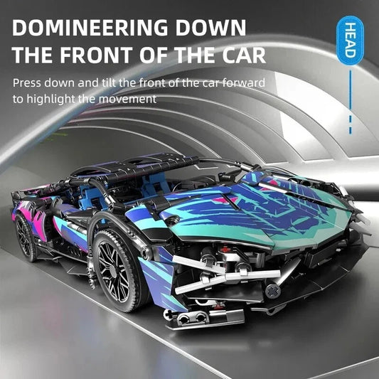 Cyberpunk Lamborghini Building blocks set with Remote & Lighting unit - 1280 pcs